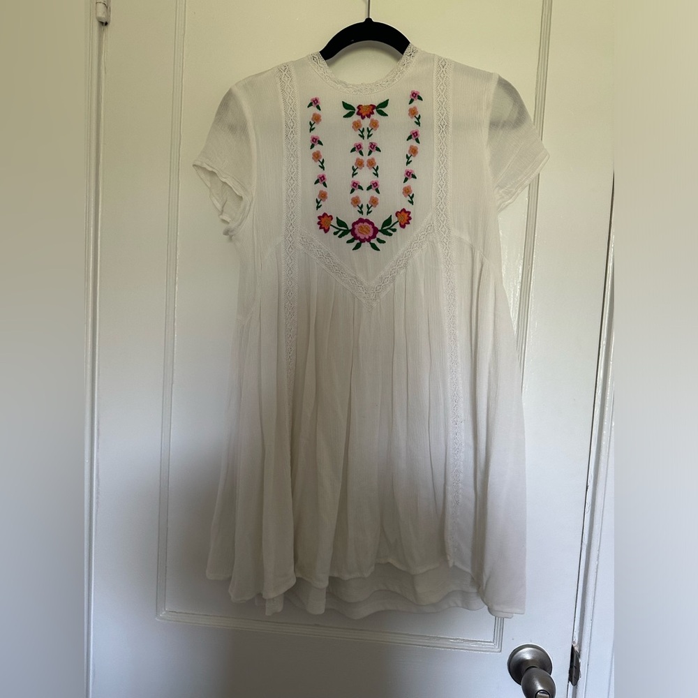 White Dress with Floral Embroidery